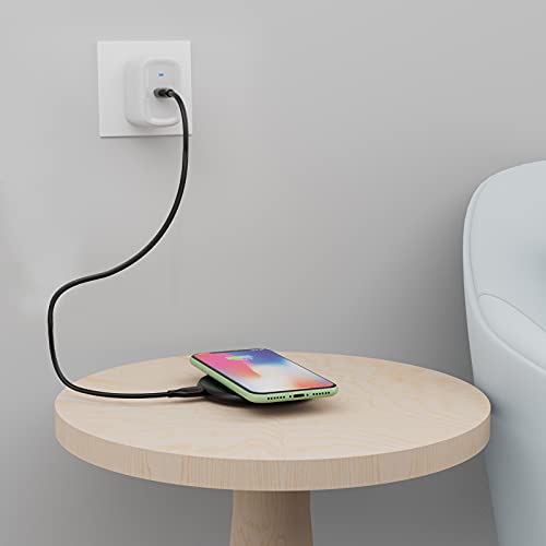 Amazon Basics Wireless Charger, 15W Qi Certified Wireless Charging Pad with USB Cable, Compatible with iPhone 15/14/13/12/11/X, Samsung & LG, Case Compatible, Black