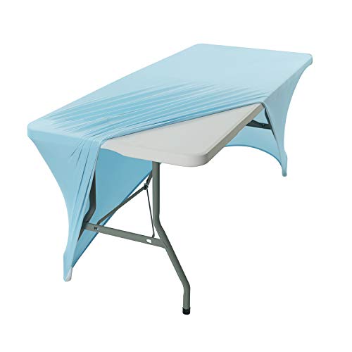 Peomeise 8FT Spandex Table Cover Rectangular Stretch Spandex Tablecloth (Blue Mist,8FT) - color: Blue Mist, size: 96" x 30" (Rectangular)