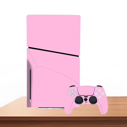 Console Skin Sticker Wrap Compatible with PS5 Slim Disc (Pink) | Protective Vinyl Decal, Game Controller Cover - color: Pink