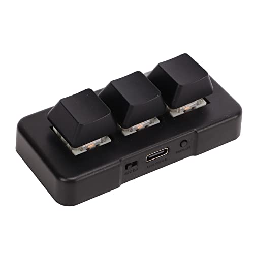 Mini 3 Button Control Keyboard, Programmable Macro Keypad with USB Cable, Custom Knob - Compact Design, Onboard Storage, Easy Setup for Gaming and Office