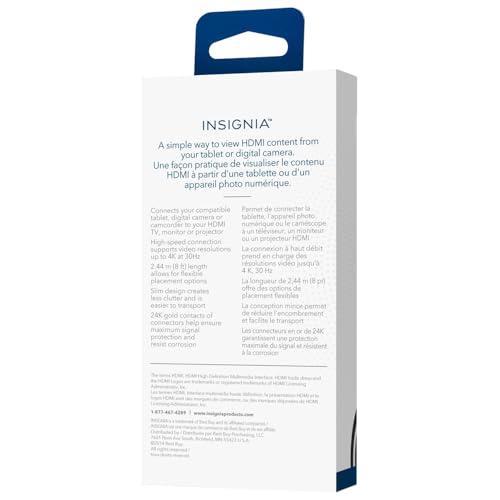 INSIGNIA HDMI to Micro HDMI Cable (8 ft) - size: 8 ft, style: HDMI to MIcro HDMI cable (8 ft)