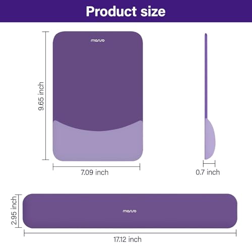 MOSISO Wrist Rest Support Mouse Pad & Keyboard Set, Imperial Purple | Rectangular Ergonomic Mousepad, Non-Slip Base, Home/Office Pain Relief & Easy Typing, Neoprene Cloth & Raised Silicone Lining - color: Imperial Purple