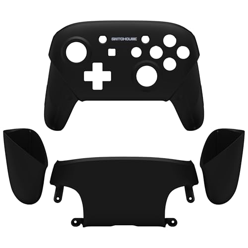 eXtremeRate Classic SwitchCube Style - Black Faceplate Backplate Handles for Nintendo Switch Pro Controller, Soft Touch Replacement Grip Housing Shell Cover with Buttons for Nintendo Switch Pro - color: Black