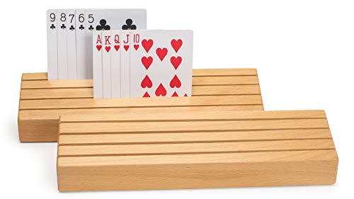Yellow Mountain Imports Solid Beechwood Playing Card Holders - Set of 2 - size: 9.8”