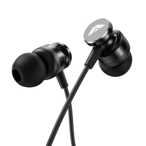 FASTER SH-2C Raven USB-C Wired Earphones with Mic, 3.9 ft Cable | Hi-Fi Bass In-Ear Metal Headphones, Black, 10 mm Driver, Button Control for iPhone, Samsung, Laptop, Handsfree with Mic