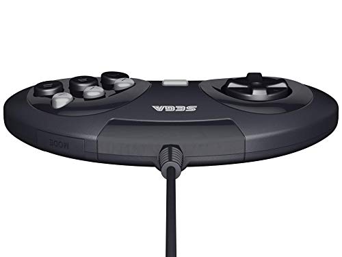 Retro-Bit Official Sega Genesis USB Controller 6-Button Arcade Pad for Sega Genesis Mini, PS3, PC, Mac, Steam, Switch - USB Port - (Black) - color: Black