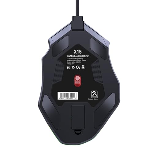 RGB Gaming Mouse, 12 Programmable Buttons 12800DPI Ergonomic Design with 13 Light Effects 1000Hz Polling Rate, for Computer Laptop PC Gaming