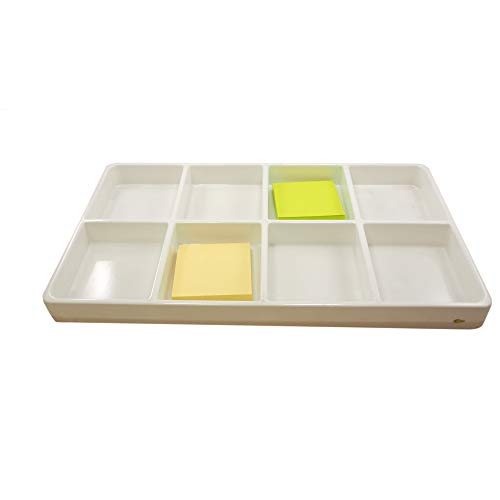 Heavy Duty Beach-Stone White Plastic 8 Compartment Tray - for Storage/Organization/Display/Sales/Stacking/Sorting