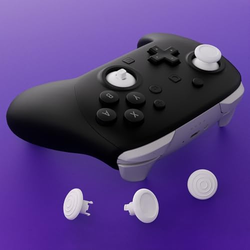 eXtremeRate ThumbsGear Interchangeable Ergonomic Thumbsticks for Nintendo Switch 2 Pro Controller, Replacement Analog Thumb Sticks & Tools, 2 Height Adjustable Convex & Concave Grip Joysticks - White - color: White