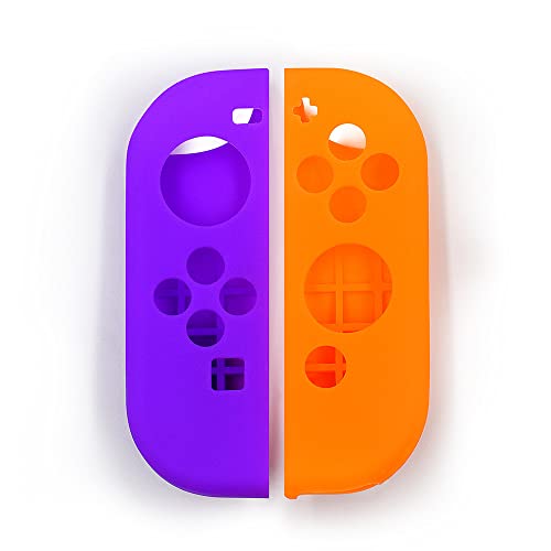 Soft Silicone Case Anti-Slip Shell Cover Replacement for Nintendo Switch Joycon Cover (Purple+Orange) - color: Purple+Orange