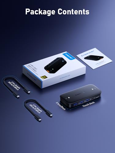 Lemorele USB C KVM Switch with 4K@60Hz HDMI, 4 USB A/C Ports, 100W PD, 3.5mm Audio for 2 Computers Share 1 Monitor/Keyboard/Mouse/USB Flash Drives, etc, Compatible with Windows, Mac, Linux, Android