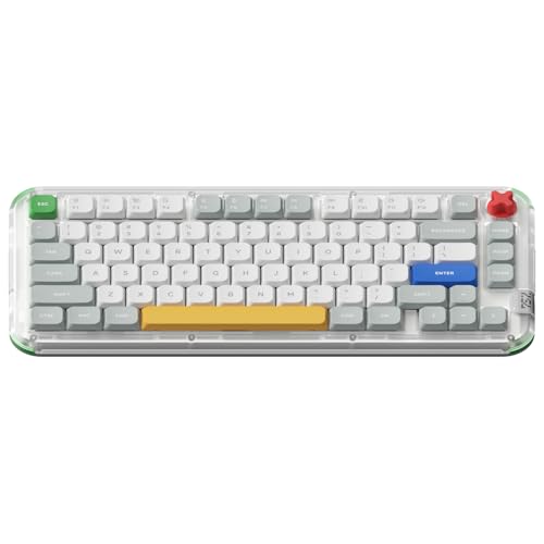 nuphy Kick75 Wireless Low Profile Mechanical Keyboard with Volume Knob,75% Hot Swappable Custom Keyboard,80 Keys RGB Backlit with PBT Keycaps,BT/2.4G/USB-C (Silver Nano Switch) - size: Silver nano Switch