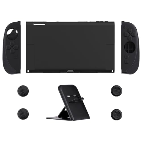 PlayVital Ranger Protective Case for Nintendo Switch 2 with Stand | Ergonomic Anti-Slip Silicone Grips, Dockable Hard Shell, 4 Thumbstick Caps | Quick-Release-Joycon Design Full-Body Cover, Black - color: Black