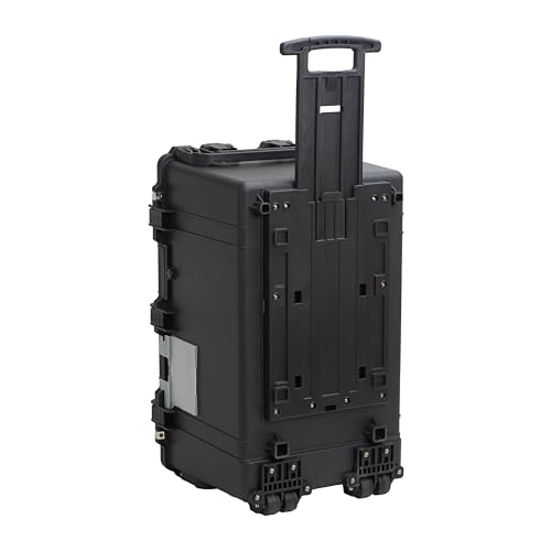 MEIJIA Rolling Waterproof Hard Protective Case, Hard Camera Case with Retractable Pull Handle and Wheels,Customizable Fit Foam Inserted,Black,31.02X19.41X17.71inches - size: 31.02X19.41X17.71inches