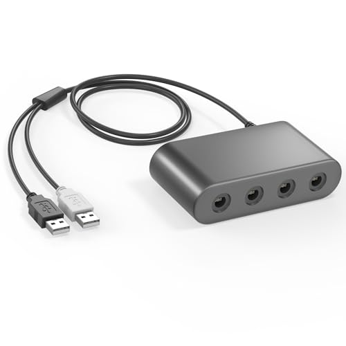 Gamecube Controller Adapter for Wii U, PC Windows, Nintendo Switch/OLED/Switch 2 Gamecube Converter, Support 4 Gamecube Controller to Play Supper Smash Bros with 3.3ft Long Cable