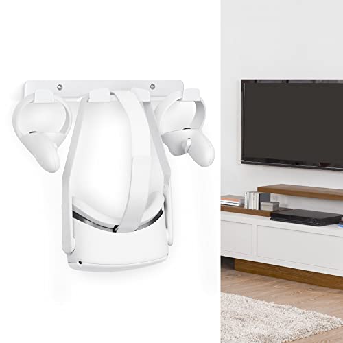 SOKUSIN VR Wall Mount - Storage Stand Holder Hook for Meta/Oculus Quest 3/2/Quest/Rift/ Rift S/PSVR 2/Valve Index/ HTC Vive/HP Reverb G2/Playstation VR Headsets, Gaming Controller Hanger Space Saving - color: White