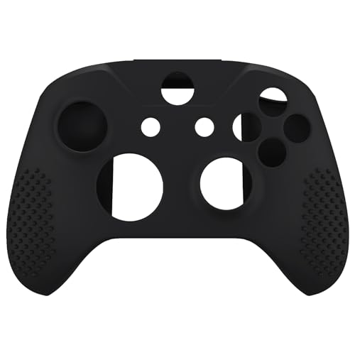 eXtremeRate PlayVital Soft Anti-Slip Silicone Controller Cover Skins Thumb Grips Caps Protective Case for Xbox One X/S Controller (Model 1708)- Black - color: Black