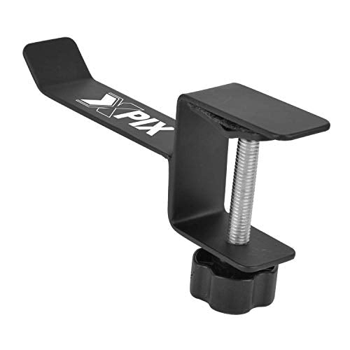 Metal Headphone Headset Holder Hanger with Under Desk Design Mount Clamp Clip Grip - Hooks onto Surface Without Glue Or Mess - Fits Headphones