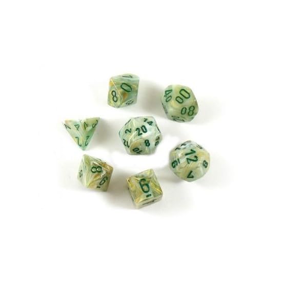 Chessex Dice Set – 10mm Marble Green/Dark Green Plastic Polyhedral Dice Set – for Dungeons and Dragons D&D DND TTRPG Dice – Includes 7 Dice - D4 D6 D8 D10 D12 D20 D% (CHX20409)