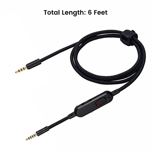 G Pro X Cord, Detachable Gaming Headset Cable for Logitech G Pro / G433 | G233 Wire - 3.5mm(1/8") Nylon Braided with Inline Mute Switch and Volume Controller, 6ft Long - style: Mute and Vol Controller