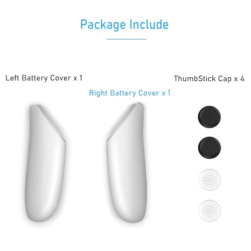 1 Pair Battery Cover for Meta Quest 2 Controller, Replacement Battery Back Door Lid Batteries Caps Charging Case Cover Shell Repair for Oculus Quest 2 Left Right Controllers with Thumb Grips
