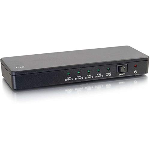 C2G HDMI Splitter, 4K, UHD, 4 Port, Black, Cables to Go 41058 - style: 4 Port (OLD Version)