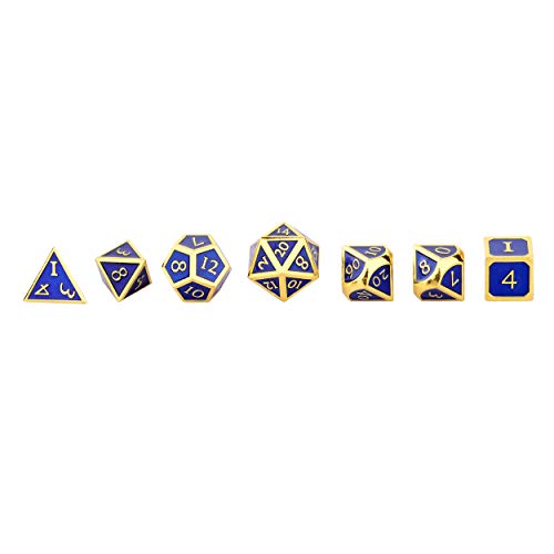 HEIMDALLR Metal D&D Dice Set 7 pcs - Dice Box & Velvet Dice Bag; Metal DND Dice Set D&D (Dungeons and Dragons) w D20 - Blacksmith Craft Dice (Lapis Lazuli) - color: 13 Lapis Lazuli