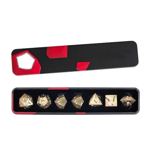 UDIXI Metal DND Dice Set, 7PCS Metal Polyhedral Dice Set Bronze for D&D RPG | White Flower, Metal Case Packaging, Heavy Metal Dice, D&D Gift, for Dungeons and Dragons Role Playing Games Tabletop Games - color: Bronze-green