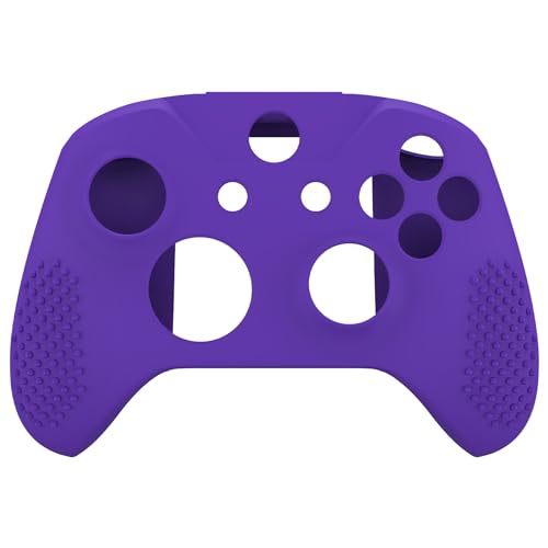 eXtremeRate PlayVital Soft Anti-Slip Purple Silicone Controller Cover Skins for Xbox One X/S Controller - Thumb Grips Caps Protective Case NOT Included - color: Purple
