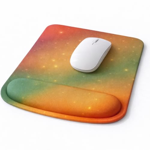 Ergonomic Memory Foam Mouse Pad with Wrist Support, Orange, Ultra-Smooth Surface, Anti-Slip Base (Yellow and Green, Medium) - color: Yellow and Green
