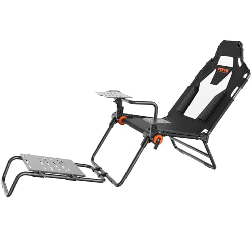 VEVOR Racing Wheel Stand Foldable Fit For Logitech,Thrustmaster,Fanatec,Hori,Mad Catz, Carbon Steel Driving Simulator Cockpit Adjustable Pedal & Seat,Fit Most Wheels and Pedals, Max. Load 330lbs