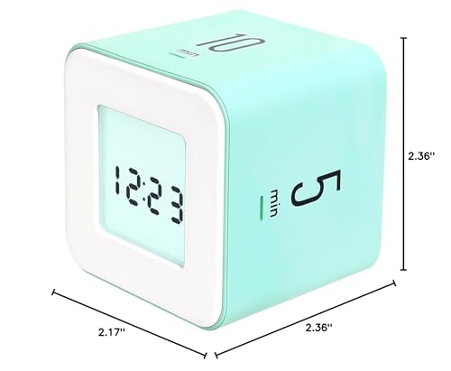 mooas Multi Cube Timer Clock (Mint) Rotating Flip Gravity Sensor Time Management Digital LED Clock & Timer 1, 3, 5, 10 min Setting ADHD Desk Office Productivity Kids Workout Kitchen - color: Mint
