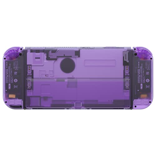 eXtremeRate DIY Full Set Shell for Nintendo Switch OLED, Replacement Console Back Plate & Kickstand, Custom NS Controller Housing with Full Set Buttons for Nintendo Switch OLED - Clear Atomic Purple - color: Clear Atomic Purple