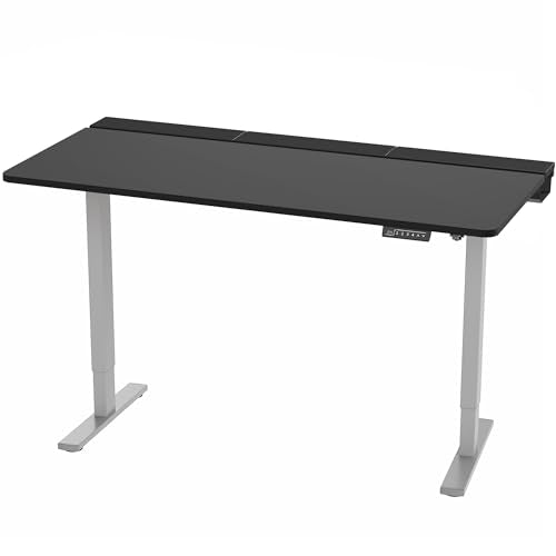 VIVO Black 60 x 30 in Standing Desk, DESK-KIT-1G6-P3B | Electric, Holds 220 lbs, Sit Stand, Height Adjustable, Cable Tray, Full-Size Mouse Pad, Office Furniture, Gray Frame - color: Black Top / Gray Frame, size: 60 x 30