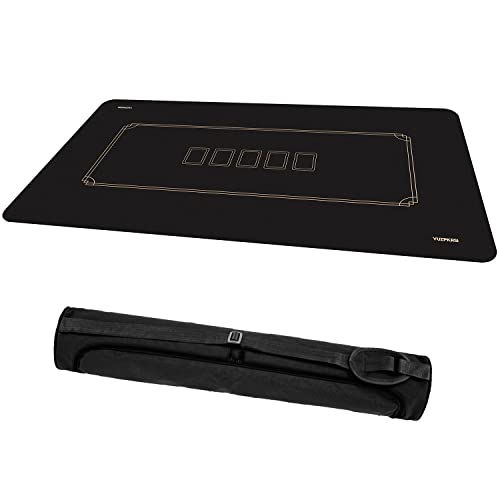 YUZPKRSI 70 x 35 Inch Texas Hold'em Poker Mat Waterproof, 8 Players Poker Table Mat Water Repellent, Portable Poker Table Top Topper with Thicken Carrying Bags for Poker Games, Blackjack, Casino - color: 70 X 35 Inch-gold&black