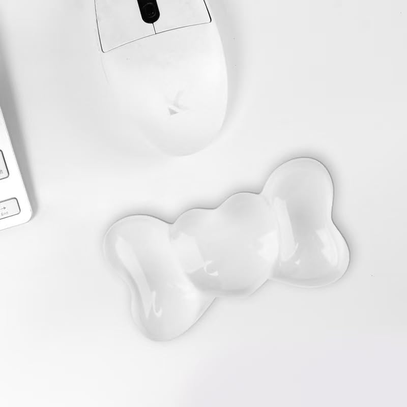 Gel Wrist Rest for Keyboard and Mouse Transparent White Bow Elbow Pad Cushion Ergonomic Cute Clear Cool Heart Mouse Wrist Pad Silicone Non-Slip Support for Computer Gaming Home Office Girl Hand Pillow - color: Bow White