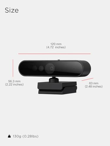 Lenovo Performance FHD 1080p Webcam USB-C,Log-on with Windows Hello, Dual Microphones, 95 Degree Lens and 4X Digital Zoom, Sliding Privacy Shutter, Black
