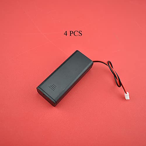 HAHIYO 2xAAA Battery Holder with JST Connector Portable Supply Quick Swap Securely Lids Convenient On/Off Switch Plastic Batteries Storage Box Case 4 Pieces for LED Christmas Light RC Plane Mordel - style: 2AAA(JST)-4P