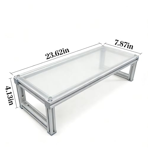 Monitor Stand Riser Acrylic Aluminum, Heavy Duty Ergonomic Screen Stand with Under Desk Storage, Neck Pain Relief Desk Organizer for Laptop PC iMac Home Office & Gaming