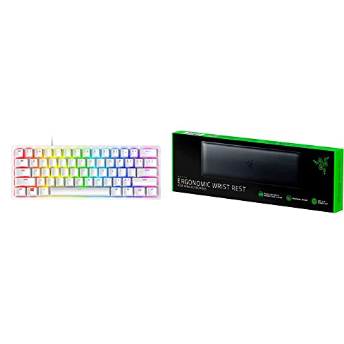 Razer Huntsman Mini 60% Gaming Keyboard + Ergonomic Wrist Rest for Mini Keyboards Bundle: Linear Optical Switches - Mercury White - color: Mercury White, size: Keyboard + Wrist Rest