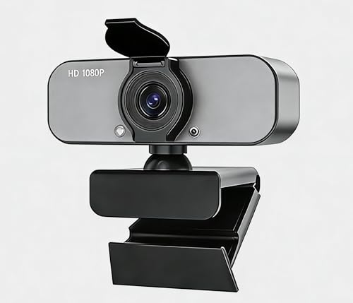 1080P Full Webcam with Microphone, Privacy & Safety Protection, USB HD Computer Web Camera, Plug and Play, for Laptop, Teams, Desktop, Conferencing and Video Calling, 2026 Version(Gray)