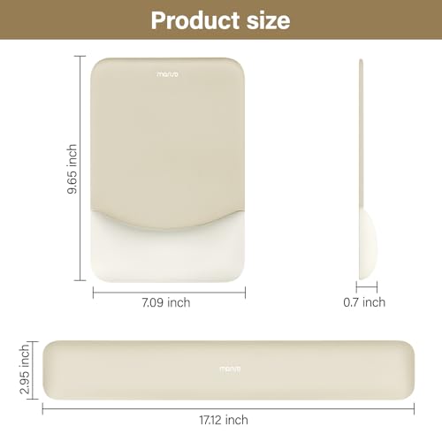 MOSISO Wrist Rest Support Mouse Pad & Keyboard Set, Khaki | Rectangular Ergonomic Mousepad, Non-Slip Base, Home/Office Pain Relief & Easy Typing, Neoprene Cloth & Raised Silicone Lining - color: Khaki