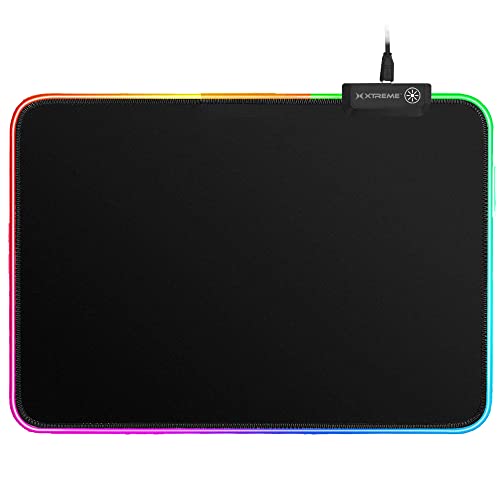 XTREME Multicolor LED RGB Gaming Mouse Pad, 10 Selectable Color Modes, Anti-Slip Surface, Connect Power Connector to USB Port On Devices, Easy-to-Install