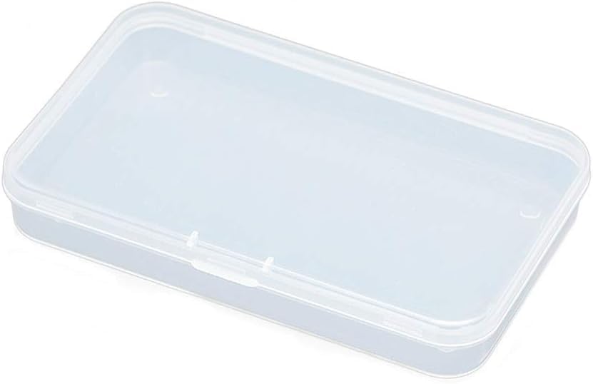 AKOAK Clear Polypropylene Rectangle Mini Storage Containers Box with Hinged Lid for Card,Accessories,Crafts,Learning Supplies,Screws,Drills,Battery,4.8" x 2.9" x 0.67",Pack of 4 | For Card, Accessories, Crafts, Learning Supplies, Screws, Drills, Battery