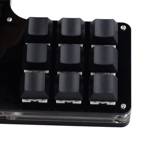 USB Macro Mechanical Gaming Keypad with 9 Programmable Keys, 3 Knobs, Red Switches, RGB LED Backlight & Onboard Storage – Compatible with PC