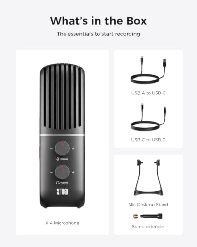 XTUGA X-4 Desktop Condenser Microphone,Metal ASMR Microphone,Streaming Mic | 4-Pattern Pickup Modes,Plug & Play,Zero-Latency Monitor,48kHz/16bit,Gaming Microphone for PC,Stream,Podcast,Studio Recording