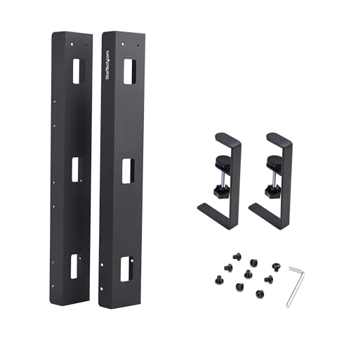 StarTech Under Desk Cable Management Tray, Black (CALB-Desk-Cable-Tray) | Clamp-On Installation, No Drilling Required, Length Adjustable - color: Black, style: Adjustable Width