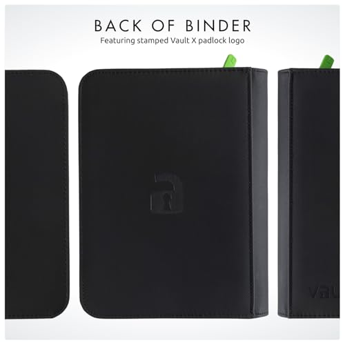 Vault X 4 Pocket Zip Binder, 160 Cards, Exo-Tec Material, 20 Side-Loading Pages (Black) - color: Black