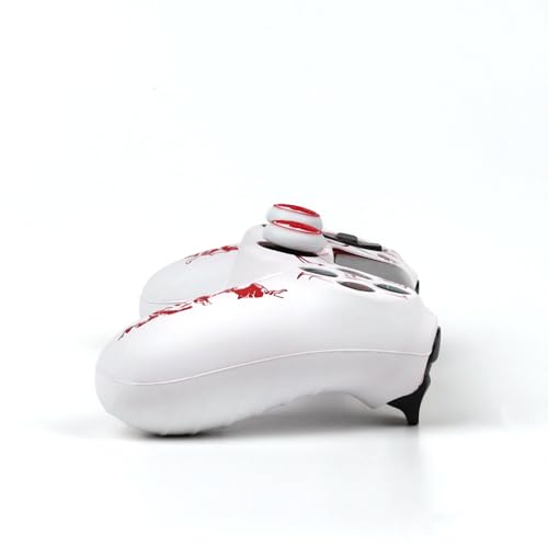 RALAN Horned Skull Head Design Controller Skin Cover with 2 Thumb Grips Compatible with PS4/Playstation 4 Slim/Pro Controller - color: Horned Skull White Red