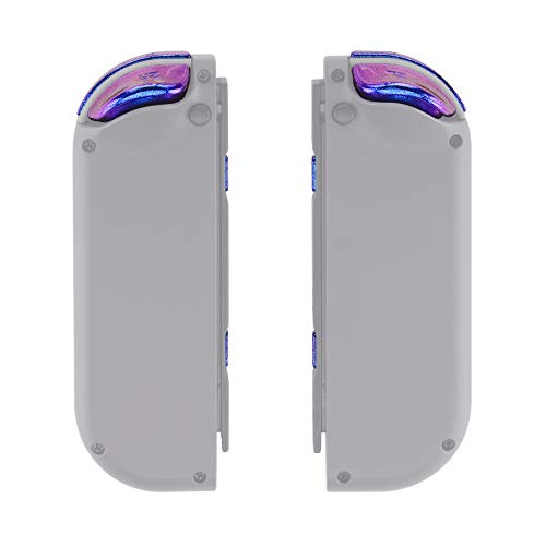eXtremeRate DIY Full Set Buttons for Nintendo Switch & Switch OLED, Replacement Buttons for JoyCon, ABXY Direction Keys SR SL L R ZR ZL + - Home Capture Trigger Buttons Springs - Chameleon Purple Blue - color: Chameleon Purple Blue